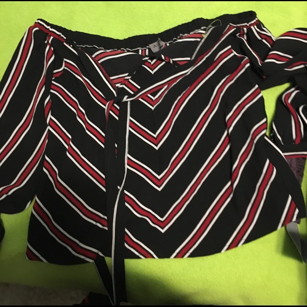 Tie front off the shoulder blouse